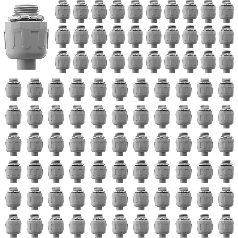 image:imageVEVOR 12 inch Liquid Tight Connector 100 Packs NonMetallic Electrical Conduit Fitting FlameRetardant PA6 Nylon Flexible Conduit Connector for Home Kitchen Bathroom Tube Tool Supplies Gray