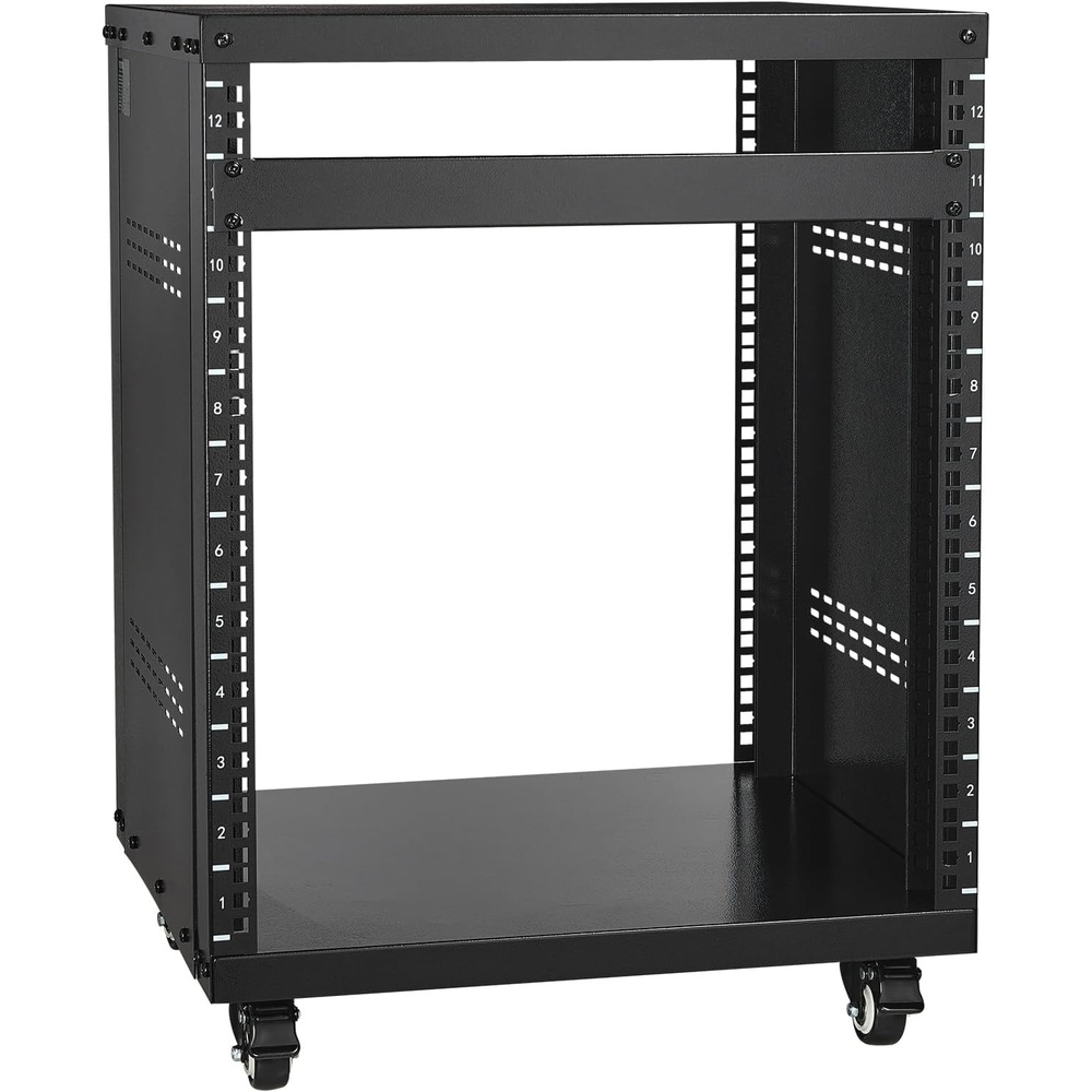 image:imageVEVOR 12U AV Rack Stand with Caster Wheels Component Rack Cabinet Recording Studio Racks Removable Side Panels Universal Network Server Case Special Vents for 19 Audio Video Rack Mounting12U