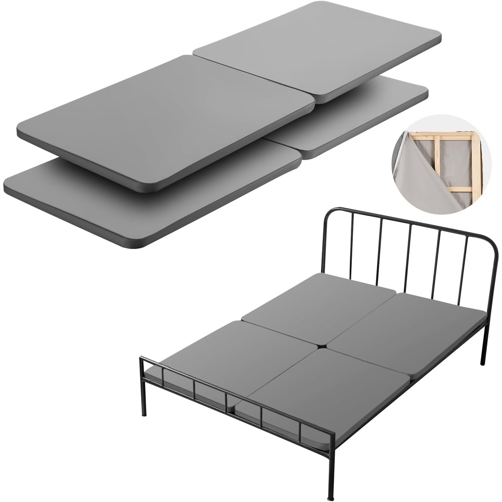 image:imageVEVOR 15 in Bunkie Board King Size Wooden Mattress Support for Bed Bed Board Slats with 200D Oxford Cloth Easy Assembly Support Under Mattress 4 PiecesQueen