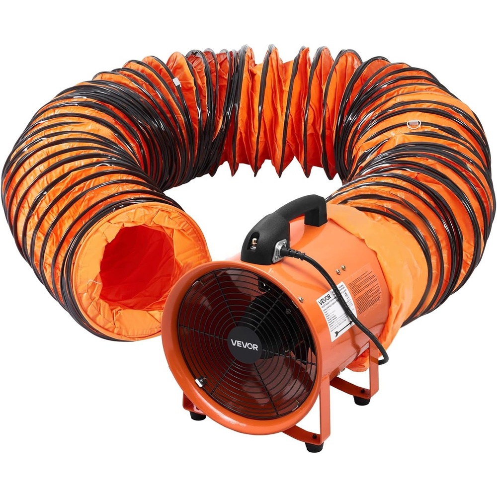 image:imageVEVOR 16 Inch Utility Blower Fan 2 Speed 5175 CFM Heavy Duty Cylinder Axial Exhaust Fan with 164ft Duct Hose Industrial Portable Confined Space Ventilator for basements warehouse Workshop2Speed  Combo 12 Inch Fan and 33ft Hose
