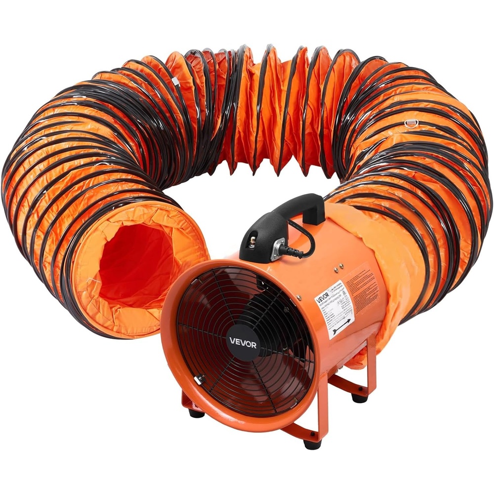 image:imageVEVOR 16 Inch Utility Blower Fan 2 Speed 5175 CFM Heavy Duty Cylinder Axial Exhaust Fan with 164ft Duct Hose Industrial Portable Confined Space Ventilator for basements warehouse Workshop2Speed  Combo 10 Inch Fan and 33ft Hose