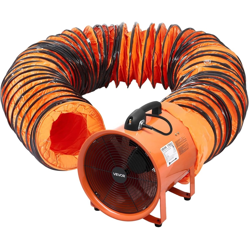image:imageVEVOR 16 Inch Utility Blower Fan 2 Speed 5175 CFM Heavy Duty Cylinder Axial Exhaust Fan with 164ft Duct Hose Industrial Portable Confined Space Ventilator for basements warehouse Workshop16 Inch 2Speed Utility Blower w 33ft Hose