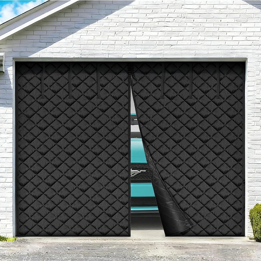 image:imageVEVOR 16x7FT Garage Door Insulation Kit for Winter Magnetic Thermal Insulated Garage Curtain Screen Cover for 2 Cars Waterproof Windproof SoundproofBlack