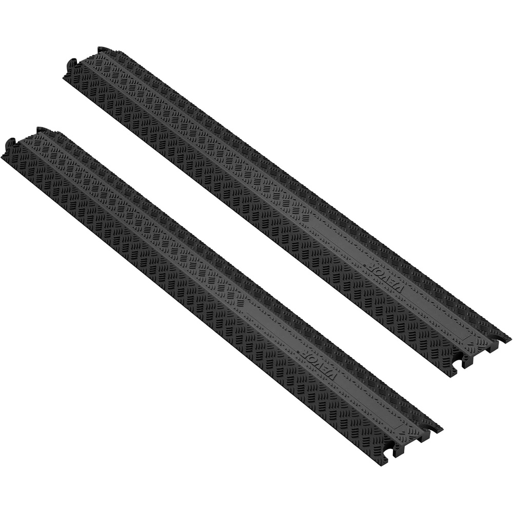 image:imageVEVOR 2 PCs Thermoplastic Rubber Drop Over Cable Cover Ramp 2000 lbsaxle Load Capacity Heavy Duty Cable Hose Protector Ramp Floor Cord Cover for High Walking Traffic Areas Home Office WarehouseSmall2PACK