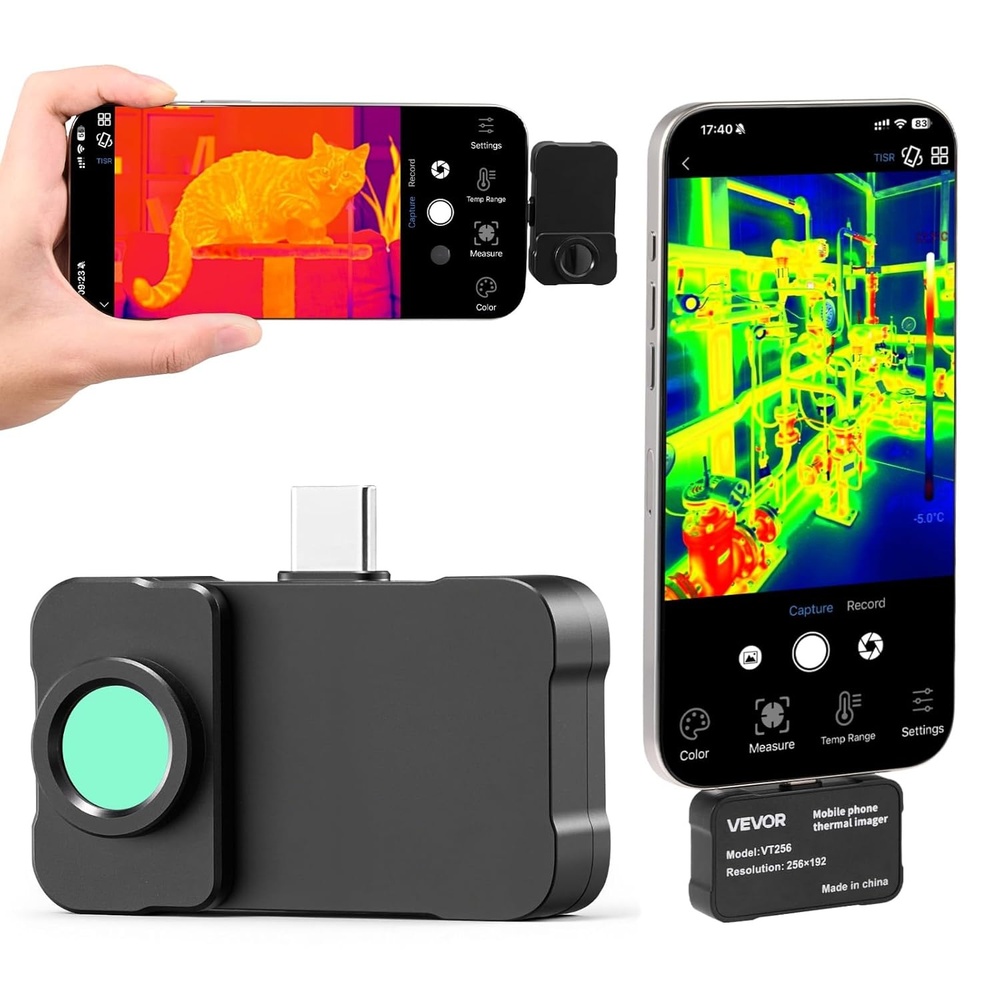 image:imageVEVOR 2025 Upgraded Thermal Camera for AndroidPro Thermal Imaging Camera with Macro Lens Infrared Camera with 320 x 240 TISR Super Resolution 15X Zoom Thermal Imager for Phone P2 Pro AndroidSmall