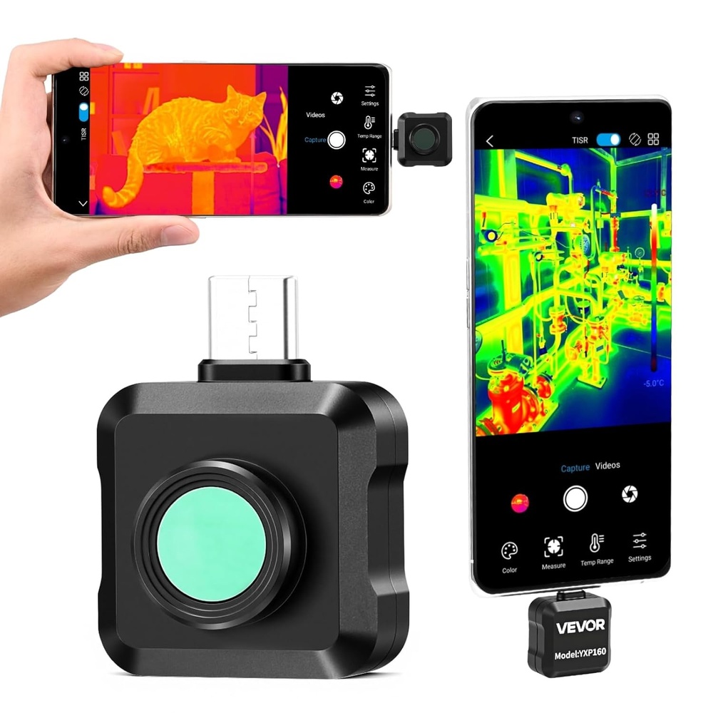 image:imageVEVOR 2025 Upgraded Thermal Camera for AndroidPro Thermal Imaging Camera with Macro Lens Infrared Camera with 320 x 240 TISR Super Resolution 15X Zoom Thermal Imager for Phone P2 Pro AndroidExtra Small