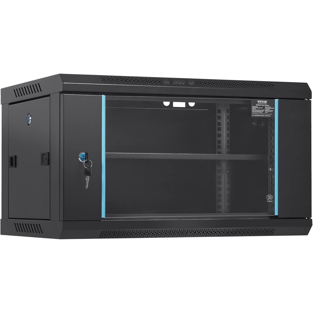 image:imageVEVOR 22U Server Rack Cabinet Network Cabinet Wall Mount 236 in Depth Network Rack Enclosure with Locking Tempered Glass Door 4 Casters Side Panels for 19 IT Equipment AV Devices6U