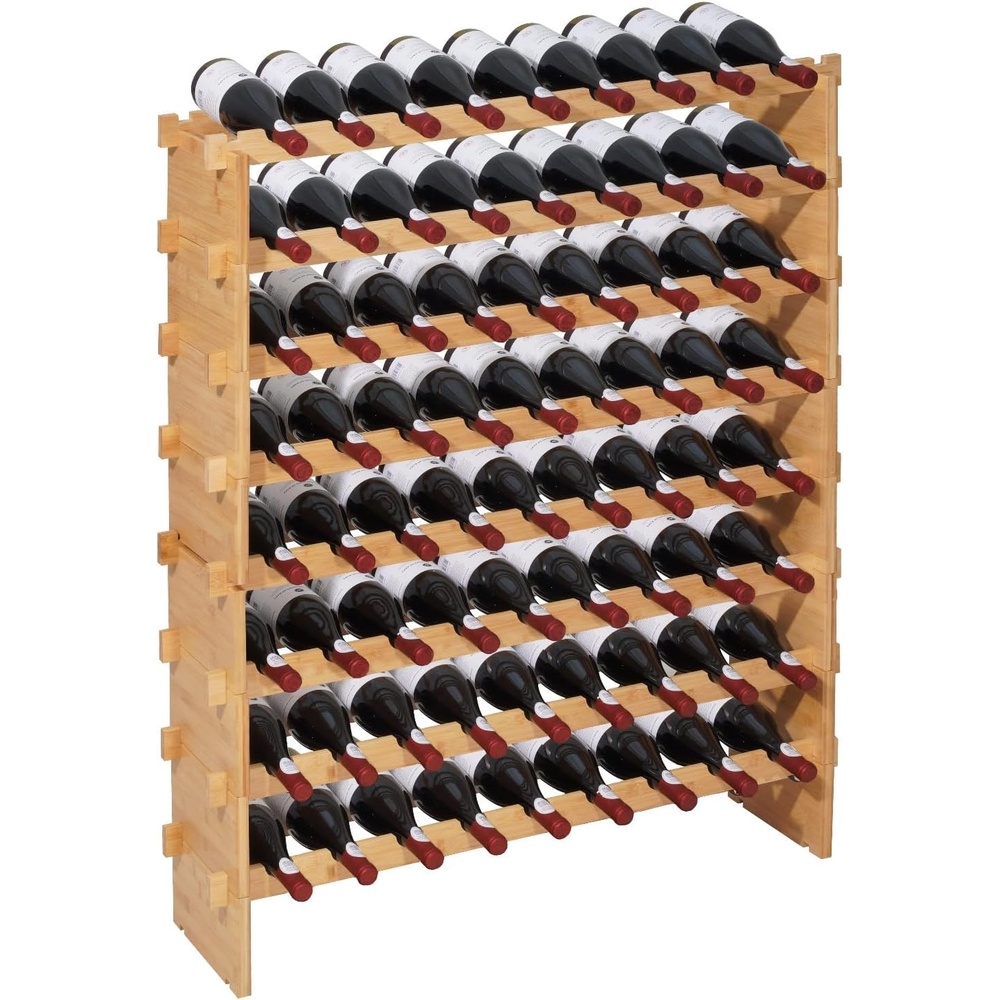 image:imageVEVOR 24 Bottle Detachable Wine Rack 6Tier Wine Bottle HolderSolid Bamboo Wood Freestanding Floor Display Wine Storage Shelves with Table Top for KitchenCellarBarDining RoomLiving RoomBlack376 x 98 x 469 in