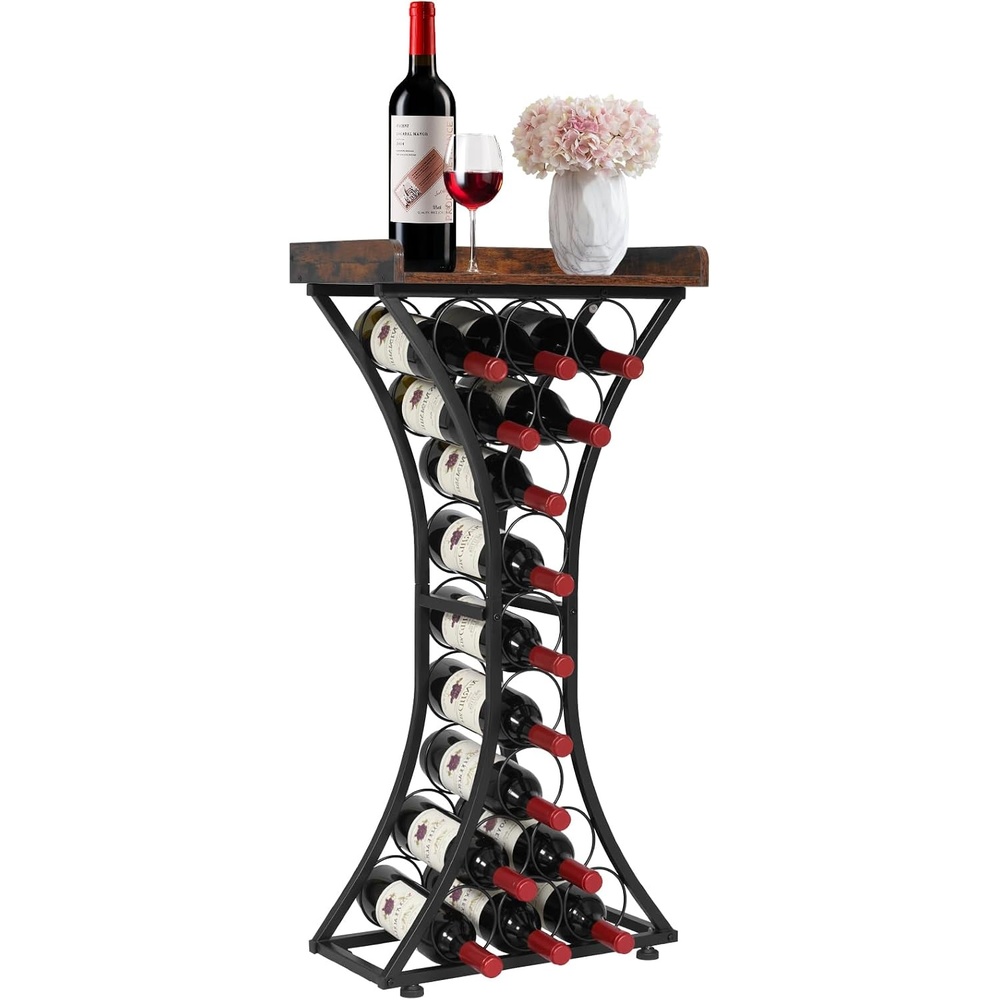 image:imageVEVOR 24 Bottle Detachable Wine Rack 6Tier Wine Bottle HolderSolid Bamboo Wood Freestanding Floor Display Wine Storage Shelves with Table Top for KitchenCellarBarDining RoomLiving RoomBlack15 Bottles