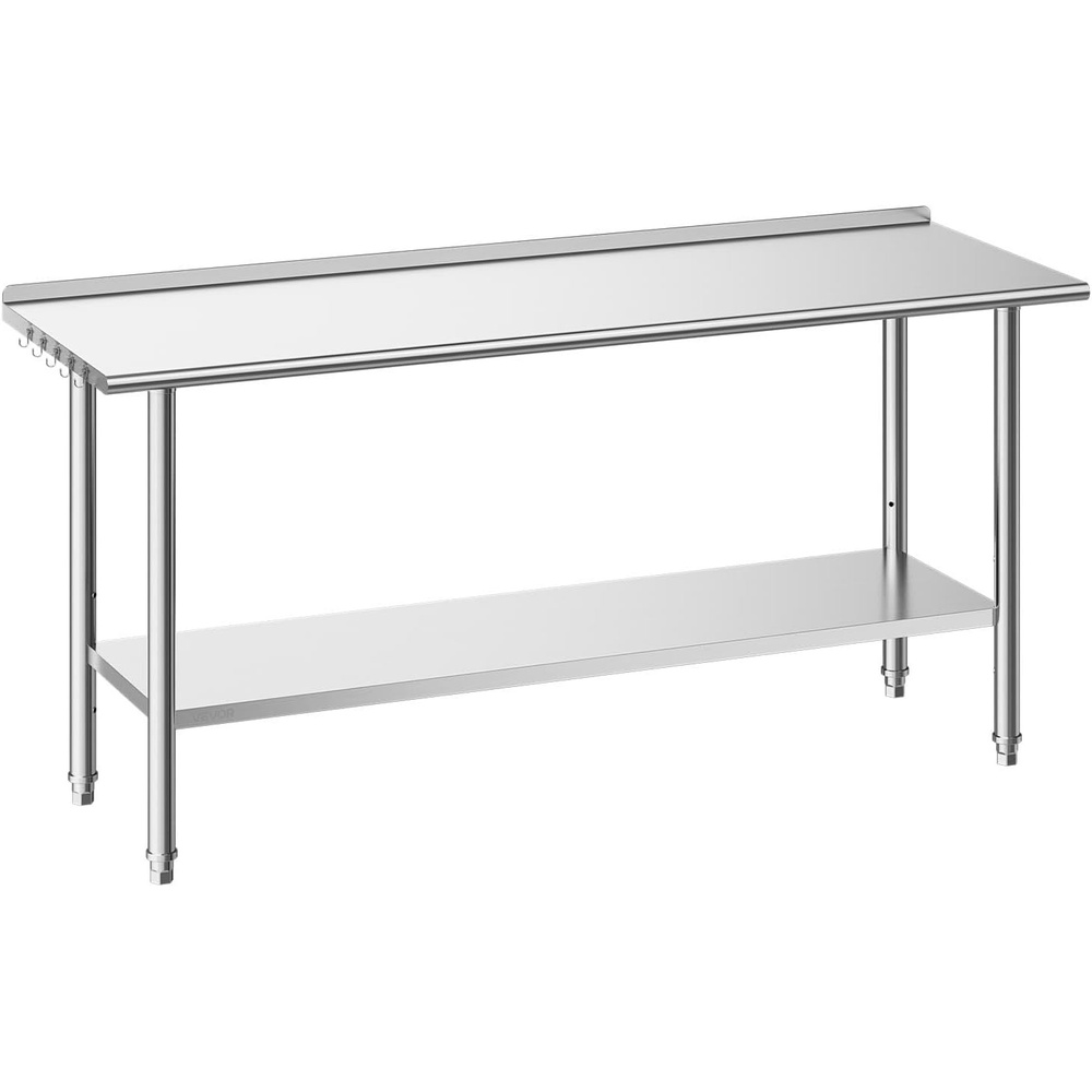 image:imageVEVOR 24 x 30 x 36 Inch Stainless Steel Work Table Commercial Food Prep Worktable Heavy Duty Prep Worktable Metal Work Table with Adjustable Height for Restaurant Home and Hotel2472