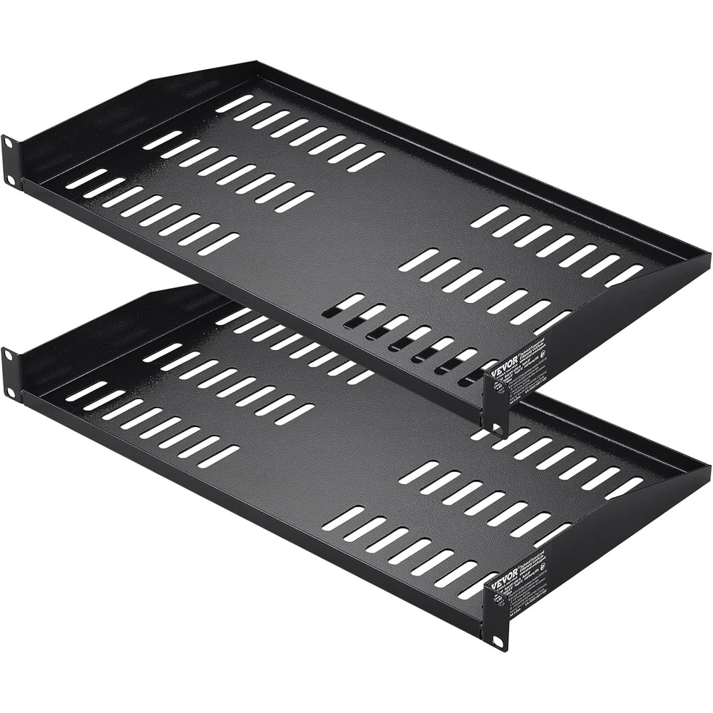 image:imageVEVOR 2PCS 1U Server Rack Shelf Universal Vented Rack Mount Cantilever Tray for 19 inch Network Equipment Rack amp Cabinet 10 Deep Rack Mount Shelf Weight Capacity 50 lbs Wall Mount Rack Shelf1U2PCS