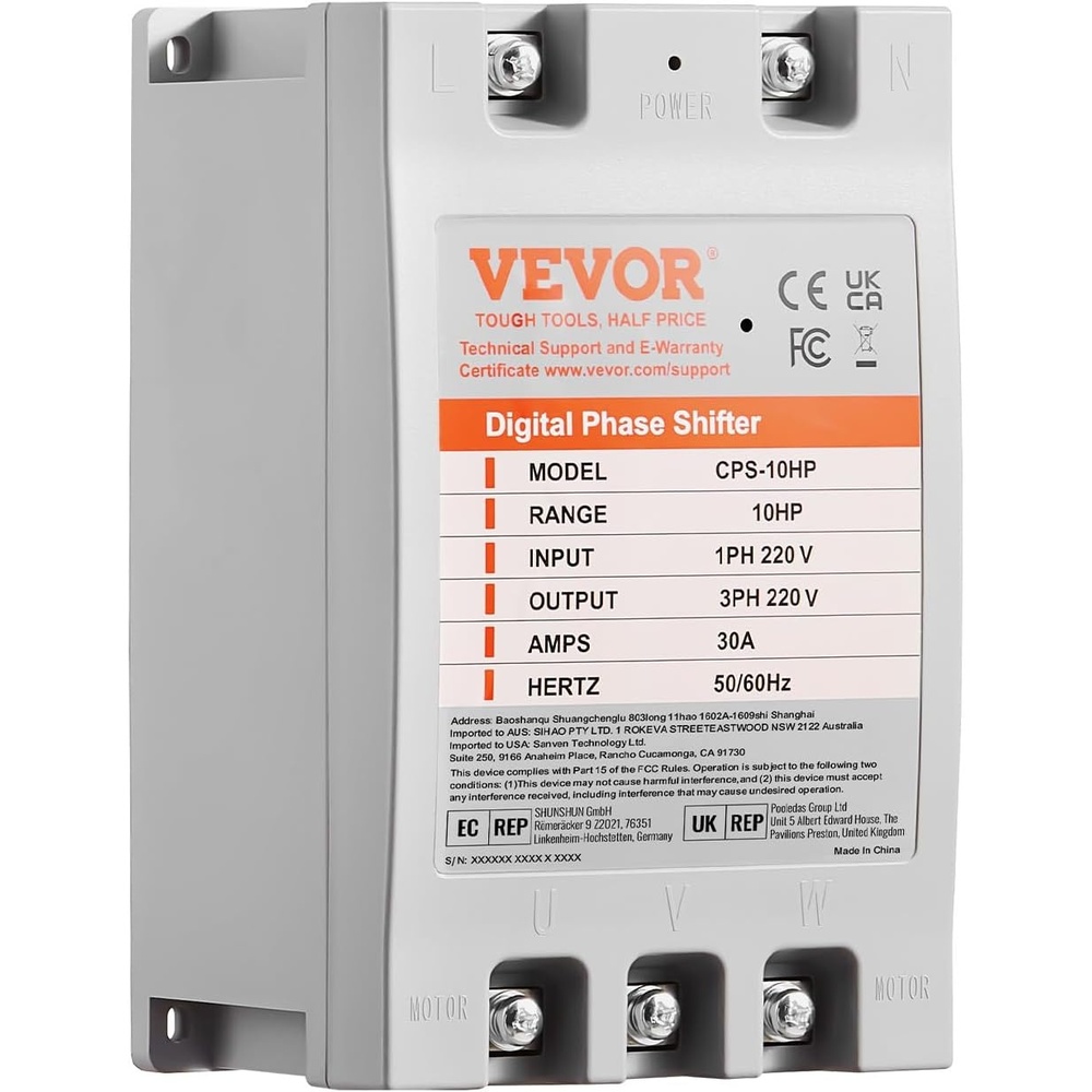 image:imageVEVOR 3 Phase Converter 75HP 23A 220V Single Phase to 3 Phase Converter 220V InputOutput Digital Phase Shifter for Residential amp Light Commercial Use One Converter for One Motor Only10HP30A