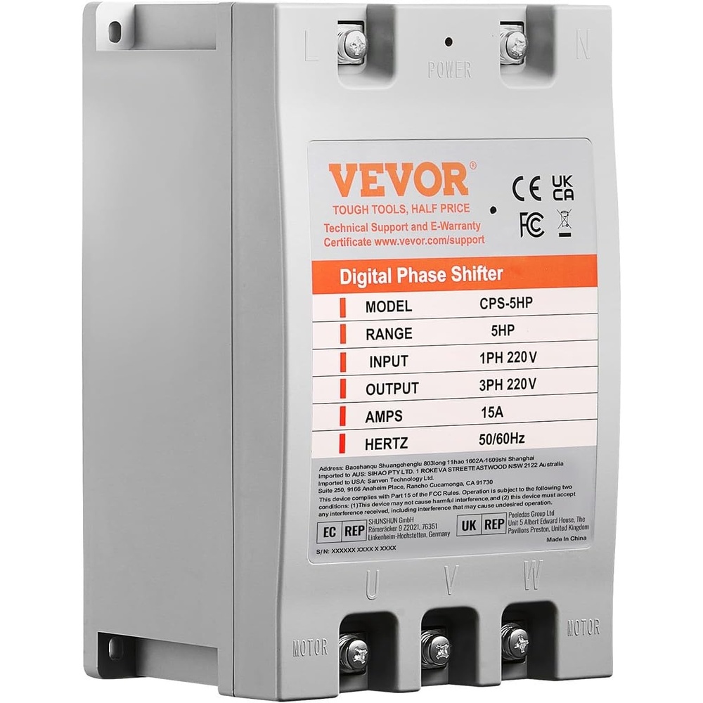 image:imageVEVOR 3 Phase Converter 75HP 23A 220V Single Phase to 3 Phase Converter 220V InputOutput Digital Phase Shifter for Residential amp Light Commercial Use One Converter for One Motor Only5HP15A