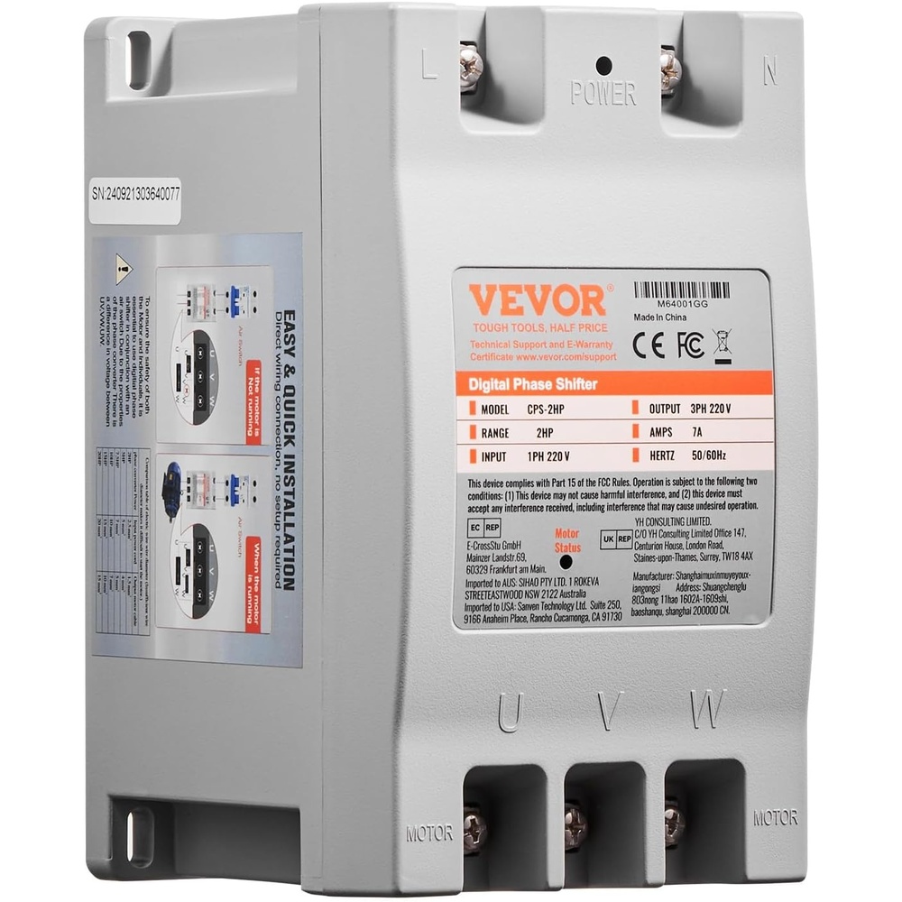 image:imageVEVOR 3 Phase Converter  75HP 23A 220V Single Phase to 3 Phase Converter 220V InputOutput Digital Phase Shifter for Residential amp Light Commercial Use One Converter for One Motor Only2HP7A