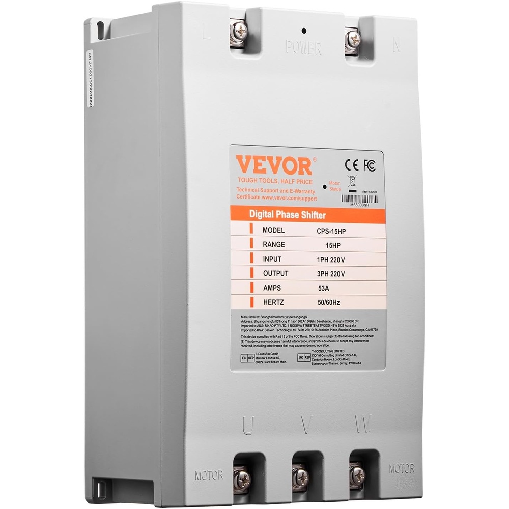 image:imageVEVOR 3 Phase Converter 75HP 23A 220V Single Phase to 3 Phase Converter 220V InputOutput Digital Phase Shifter for Residential amp Light Commercial Use One Converter for One Motor Only15HP53A