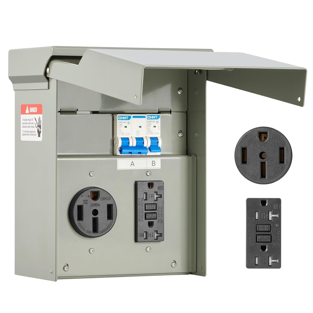 image:imageVEVOR 30 Amp RV Power Outlet Box 125250 Volt Enclosed Lockable Outdoor RV Receptacle Box NEMA TT30R Weatherproof Electrical Panel for RV Camper Trailer Motorhome Electric Car  for Camper Trailer Motorhome Weatherproof Enclosed amp Lockable Power Box NEMA TT30R Easy Installation with Password Lock5020 Amp
