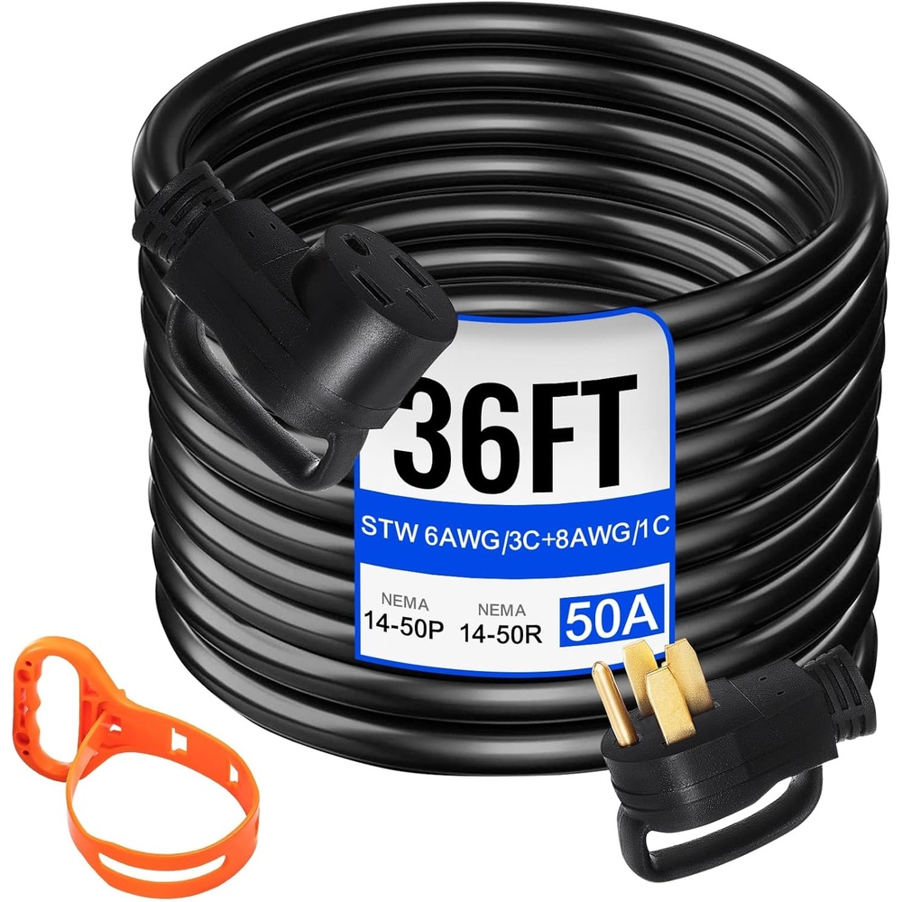 image:imageVEVOR 36 FT 50 Amp RV Extension Cord Durable Premium Power Cord RV 265mm Wire Diameter Extension Cord Copper Wire RV Cord Power Supply Cable for Trailer Motorhome Camper with Handles36 FT