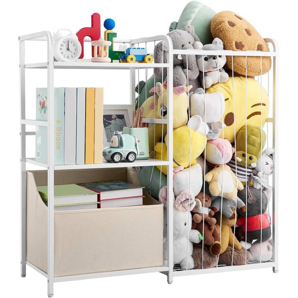 image:imageVEVOR 3Tier Kids Bookshelf Toy Storage Organizer for Toddler Book Shelf for Kids Rooms with Sling Book Rack and Storage Bag Kids Storage Book Shelves for Kids Room Playroom Kindergarten NurseryToy Organizer with Fabric Drawer