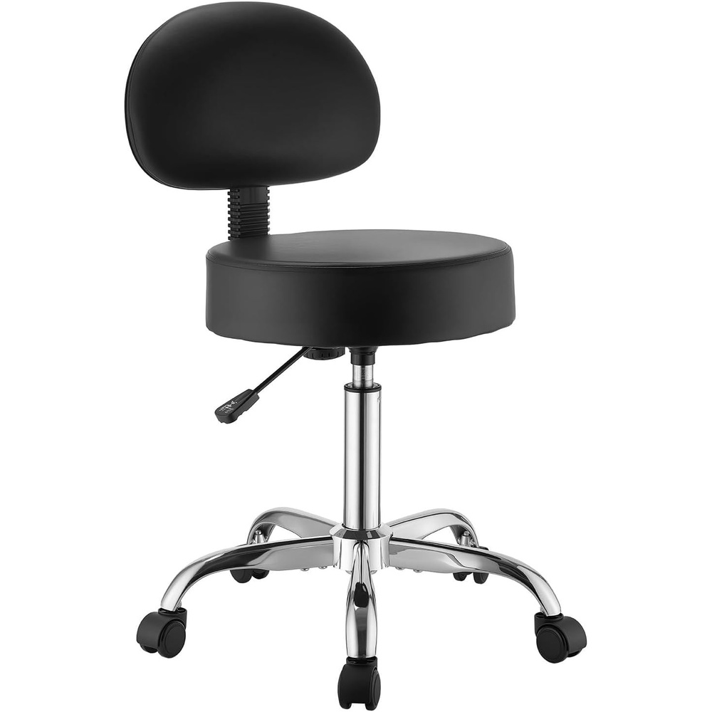 image:imageVEVOR 450 LBS Weight Capacity Round Rolling Stool Chair Height Adjustable Thickened PU Leather Swivel Stool for Salon Spa Massage Tattoo Clinic Black Visit the Store500 lbs