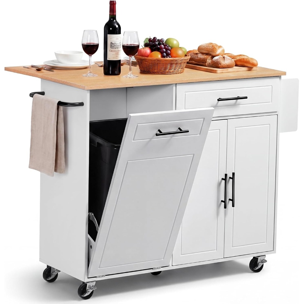 image:imageVEVOR 46 Wood Top Breakfast Bar with Storage Cabinet Farmhouse Kitchen Table with Adjustable Shelf Drawer for Dining Kitchen Living Room White4606W dropleaf