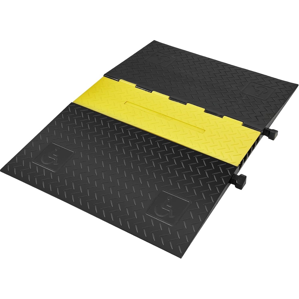 image:imageVEVOR 5 Channel Rubber Cable Protector Ramp Heavy Duty 22000 lbsaxle Capacity Wire Hose Cord Cover Ramp ADA Compliant Driveway Road Hump Traffic Speed Bump wFlipOpen Top Cover5 Channel1PC
