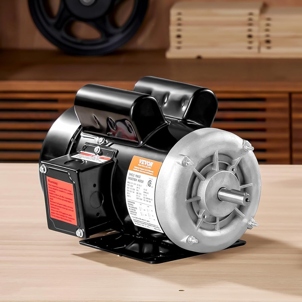 image:imageVEVOR 5 HP Electric Motor 3450RPM Air Compressor Motor CWCCW Rotation 0875 inch Shaft Diameter 225inch Shaft Length 1014Nm Torque SinglePhase 230V TEFC Cooling1