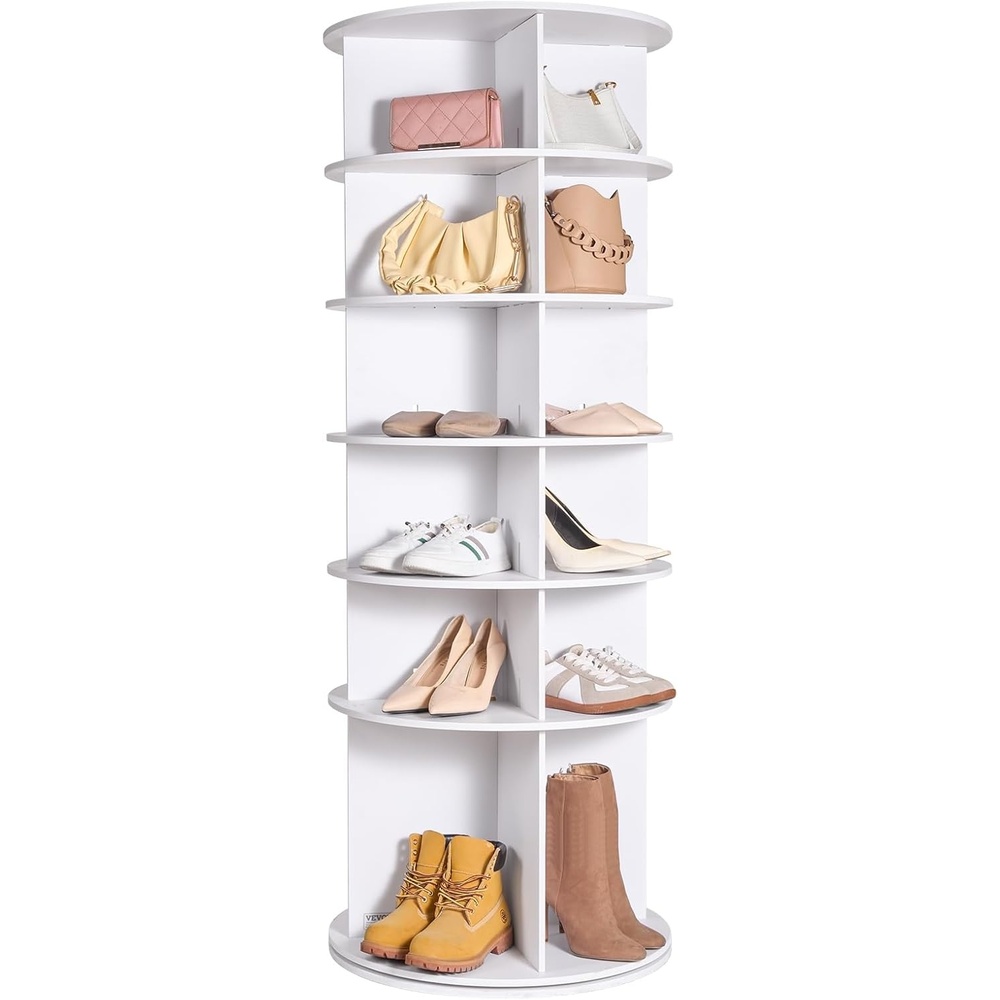 image:imageVEVOR 5 Tiers Rotating Shoe Rack Tower 360Spinning Shoe Display Revolving Shoe Rack Storage Round Carousel Lazy Susan Shoe Rack Organizer Ideal for Bedroom Living Room Entryway Black6 Tiers