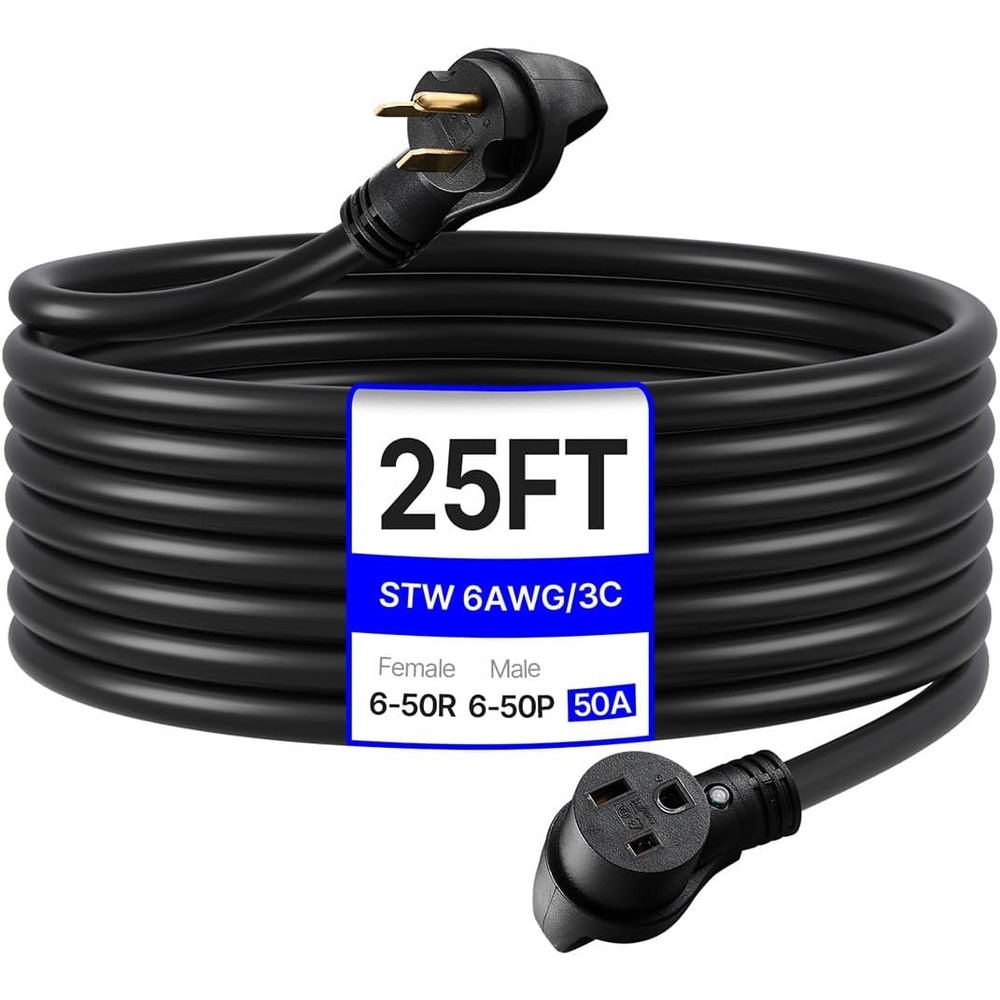 image:imageVEVOR 50 Amp Generator Extension Cord 50 Feet 250V 12500W Heavy Duty Power Cable NEMA 650P to 650R SWT 6 AWG Welder Extension Cord with Storage Bag for Generator ETL Listed6 AWG