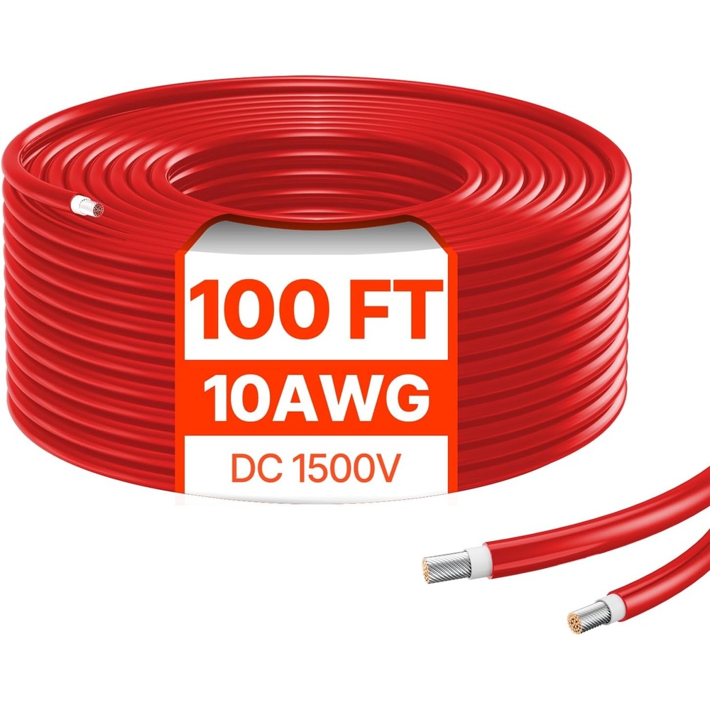 image:imageVEVOR 50FT Solar Panel Extension Cable 10AWG Solar Extension Cable Wire with Female amp Male Waterproof Connectors 6mm PV Cable for Home Ship and RV Solar Panels 50FT Black  50FT Red Set of 2Red