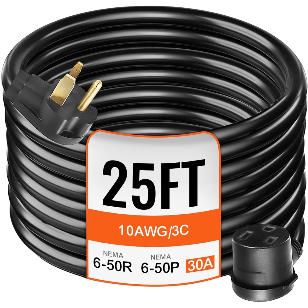 image:imageVEVOR 50FT Welder Extension Cord 40 Amp 250V 10 Gauge NEMA 650 3 Prong STW 103 AWG Heavy Duty Welding Power Cord for MIGTIGPlasmaLincolnMiller25 ft