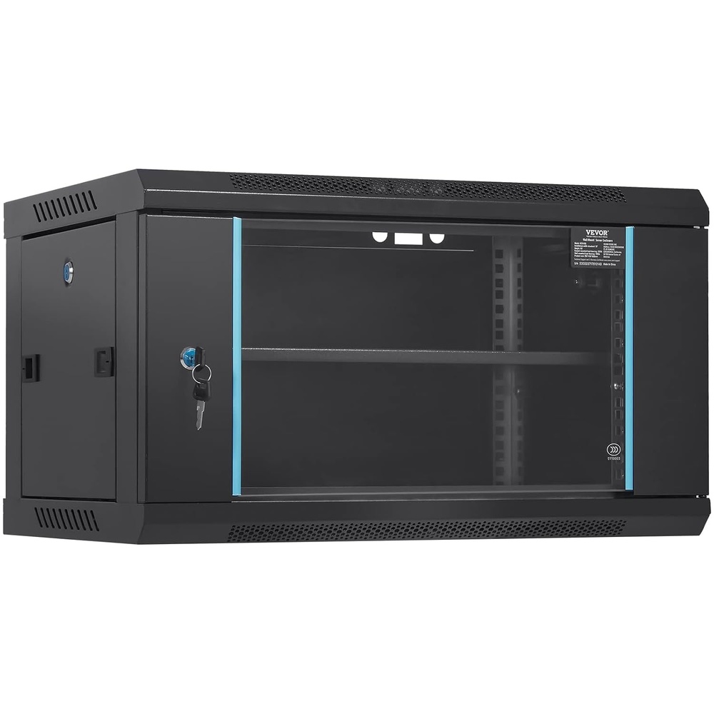 image:imageVEVOR 6U Wall Mount Network Server Cabinet 155 Deep Server Rack Cabinet Enclosure 200 lbs Max GroundMounted Load Capacity with Locking Glass Door Side Panels for IT Equipment AV Devices6UGlass Door
