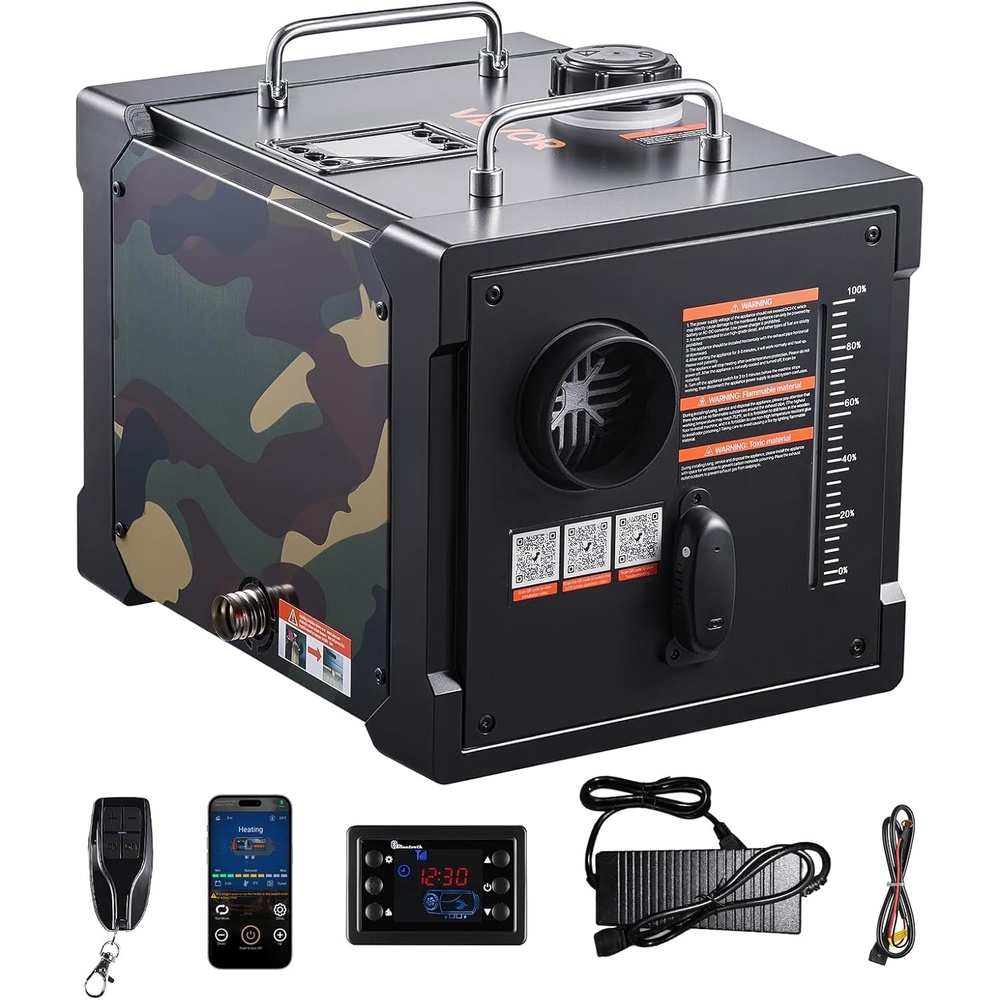 image:imageVEVOR 8KW Diesel Heater 12V24V All in One Diesel Air Heater Bluetooth APP Control Remote Control and Display Screen CO Alarm Fast Heating Horizontal Portable Diesel Heater for Vehicles GarageCamouflage Square