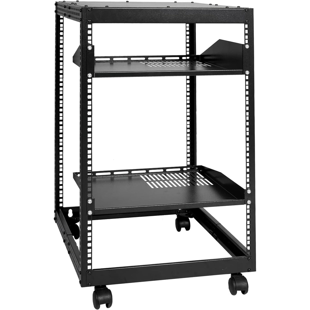 image:imageVEVOR 9U Open Frame Server Rack 2340 Adjustable Depth Free Standing or Wall Mount Network Server Rack 4 Post AV Rack with Casters Holds All Your Networking IT Equipment AV Gear Router Modem15U