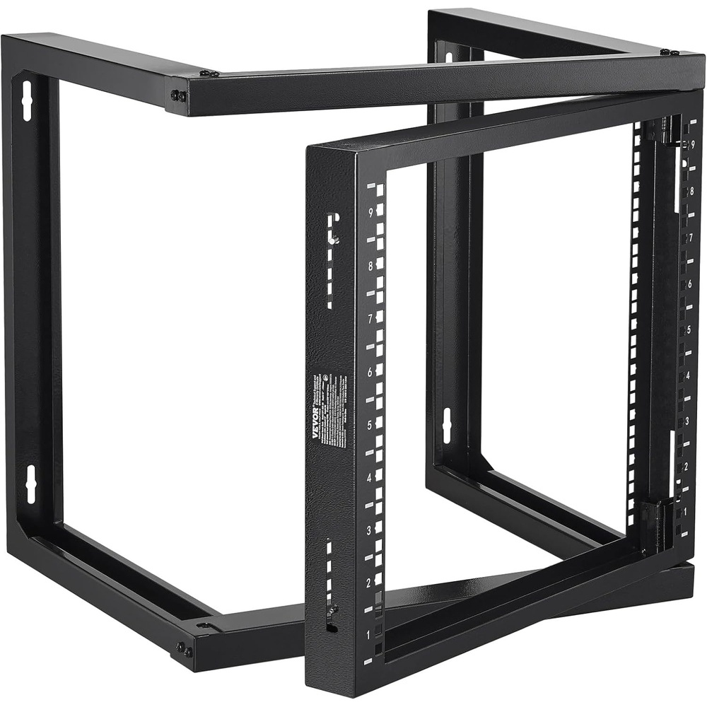 image:imageVEVOR 9U Open Frame Server Rack 2340 Adjustable Depth Free Standing or Wall Mount Network Server Rack 4 Post AV Rack with Casters Holds All Your Networking IT Equipment AV Gear Router Modem9U1