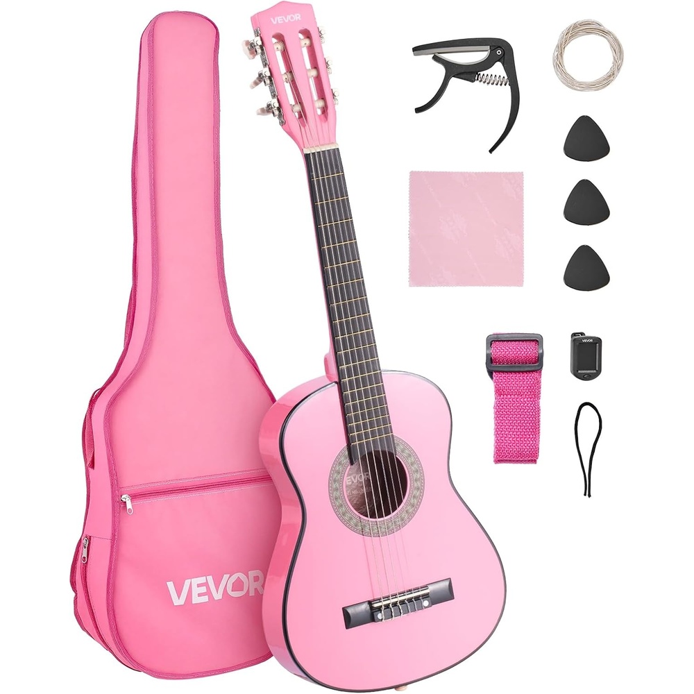 image:imageVEVOR Acoustic Guitar Classical Guitar Starter Kit for Beginners with Nylon Strings Basswood Guitar for Kids Adults Girls Boys StudentsPink