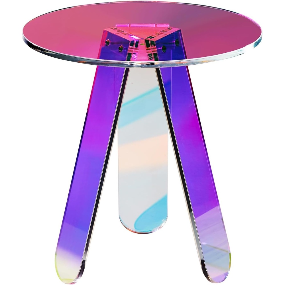 image:imageVEVOR Acrylic Bar Cart with 4 Lockable Wheels Clear Mobile Utility Rolling Cart Multifunction Serving Cart for Home Bar Kitchen Bathroom Living Room with Pulling Handle 2Tier ModernRainbow