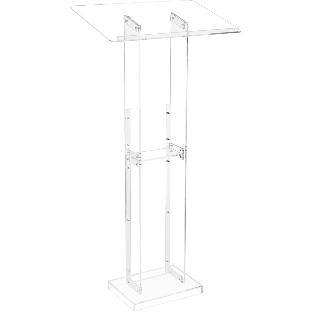 image:imageVEVOR Acrylic Podium 47 Acrylic Podium Stand with Wide Reading Surface amp Storage Shelf FloorStanding Clear Pulpits Acrylic for Church Office School Black