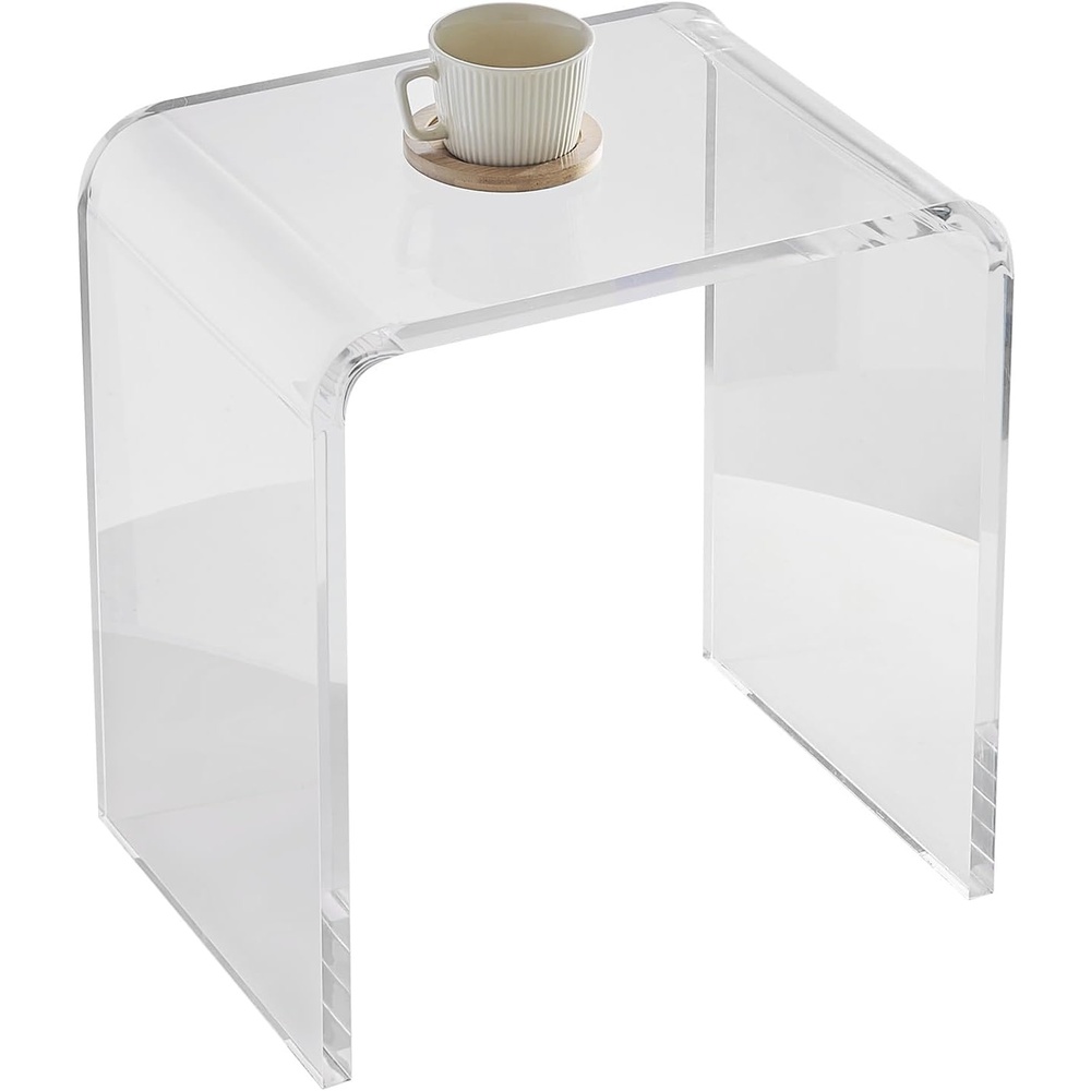 image:imageVEVOR Acrylic Side Table Clear End Table 18mm Thicker OnePiece No Assembly Required 18 High Modern Nightstand Used in Living Room amp Bedroom Bathroom Home Decor for Drink Coffee Food SnackUShaped