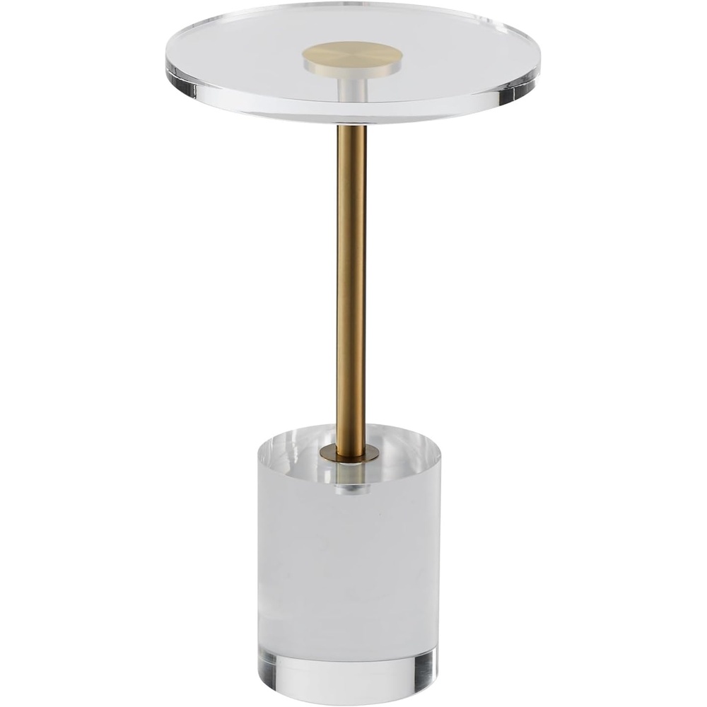 image:imageVEVOR Acrylic Side Table Clear End Table 18mm Thicker OnePiece No Assembly Required 18 High Modern Nightstand Used in Living Room amp Bedroom Bathroom Home Decor for Drink Coffee Food SnackBrushed Brass
