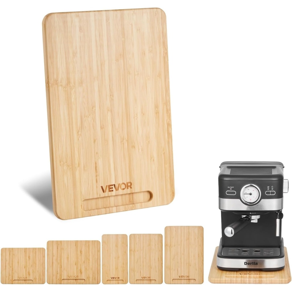 image:imageVEVOR Appliance Slider Medium 14 x 95inch Rolling Sliding Tray with Silent Rubber Wheels amp Hollow Handle Easy to Clean Appliance Rolling Tray for Coffee Maker Kitchen Countertop BlackNatural Wood