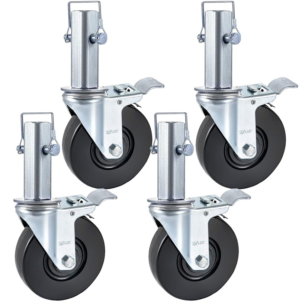 image:imageVEVOR Baker Scaffold Wheels 5 Scaffolding Rubber Swivel Caster Wheels with Dual Locking Heavy Duty Casters 126 Square Stem 330LBS Capacity per Wheel