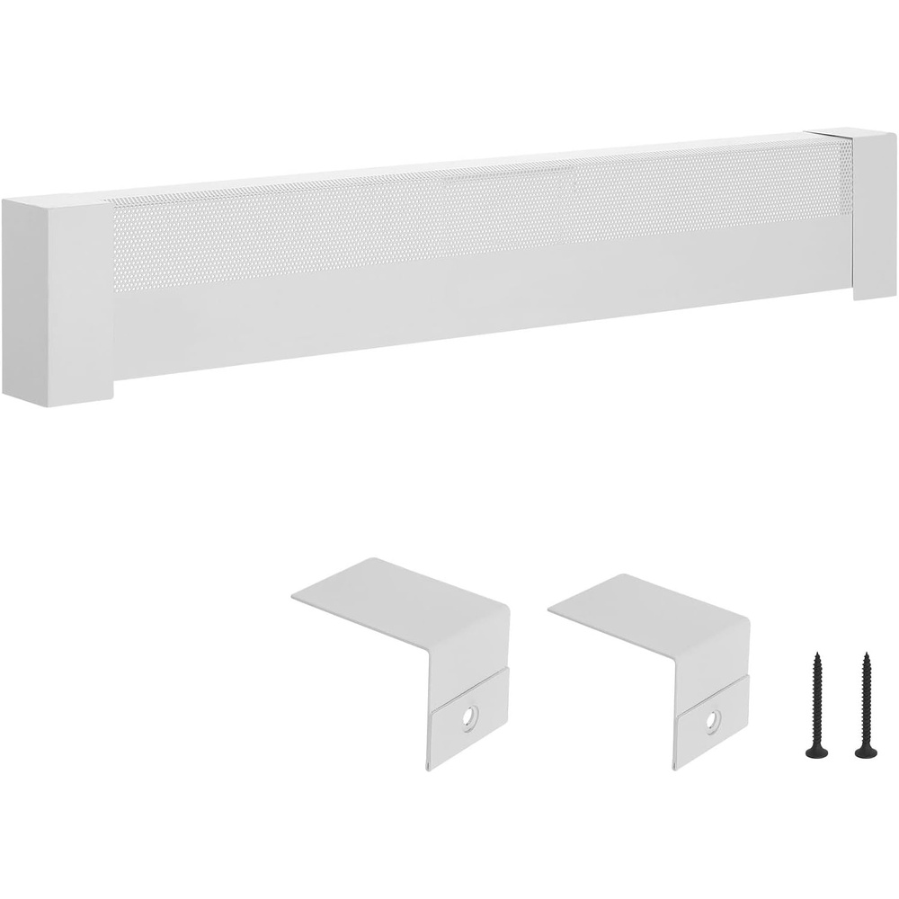 image:imageVEVOR Baseboard Heater Covers Basic Series 4 ft Standard Electric Heating Unit Front Cover for Home Improvement Heavyduty Steel Easy Installation for Bedroom Replacing Old Cover White