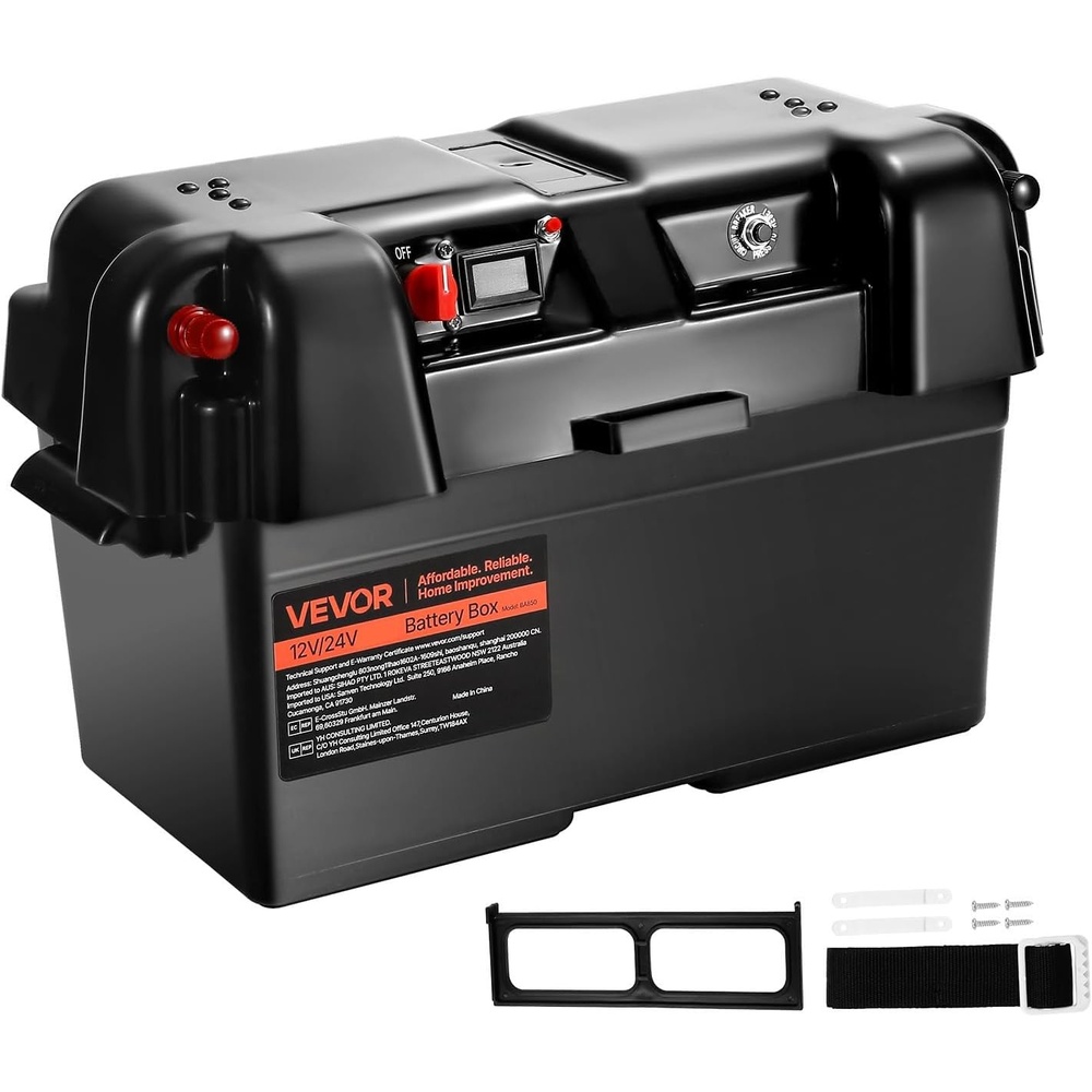 image:imageVEVOR Battery Box Group 2427 Trolling Motor Battery Box 12V24V Marine Batteries Case with PP Shell and Dual Straps Smart Batteries Case Suitable for Trolling Motor MarineRV amp Solar PanelBattery Boxfor Group 2427