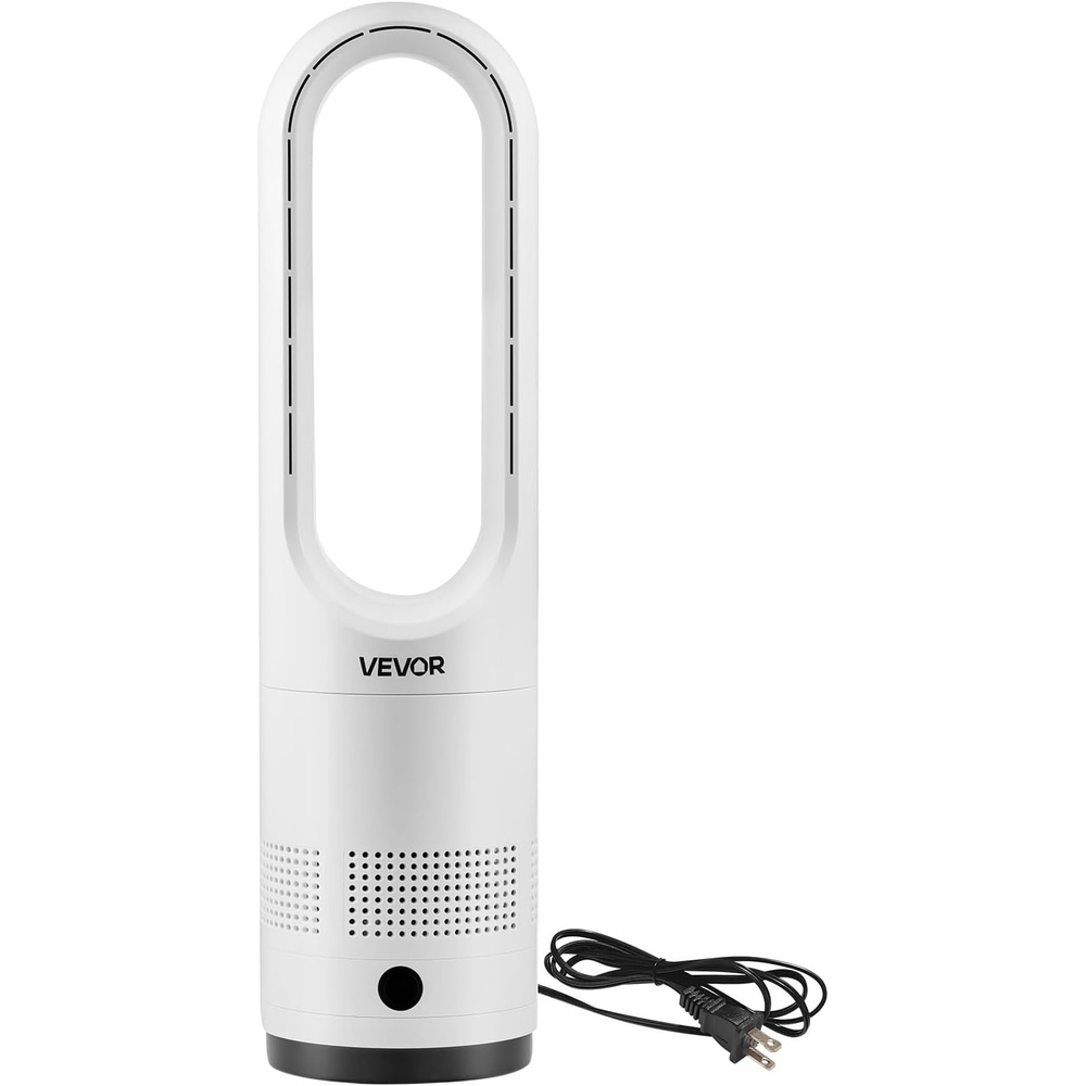 image:imageVEVOR Bladeless Tower Fan 80 Oscillating Standing Fan 8 Speeds amp 9Hour Timer 1542 ft High Velocity Floor Air Circulator Powerful Airflow with Remote for Bedroom Living Room Home OfficeWhite22 Inch