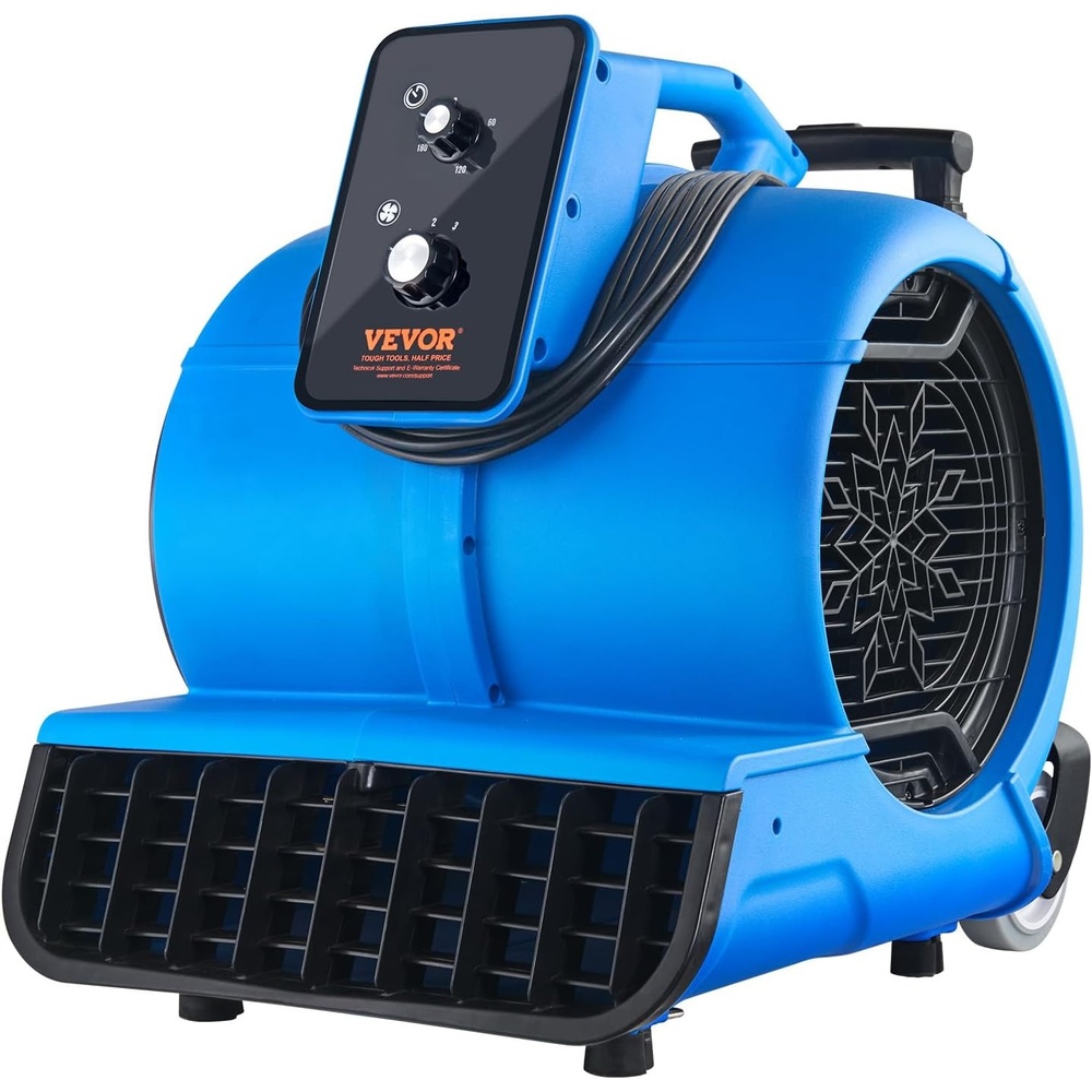 image:imageVEVOR Blower Fan Low Profile Air Mover Carpet Dryer 1000 CFM 2 Speeds MultiAngle Airflow Lightweight Portable for Crawlspaces Attics Basements Bathrooms Water Damage Restoration Blue4000 CFM 1 HP