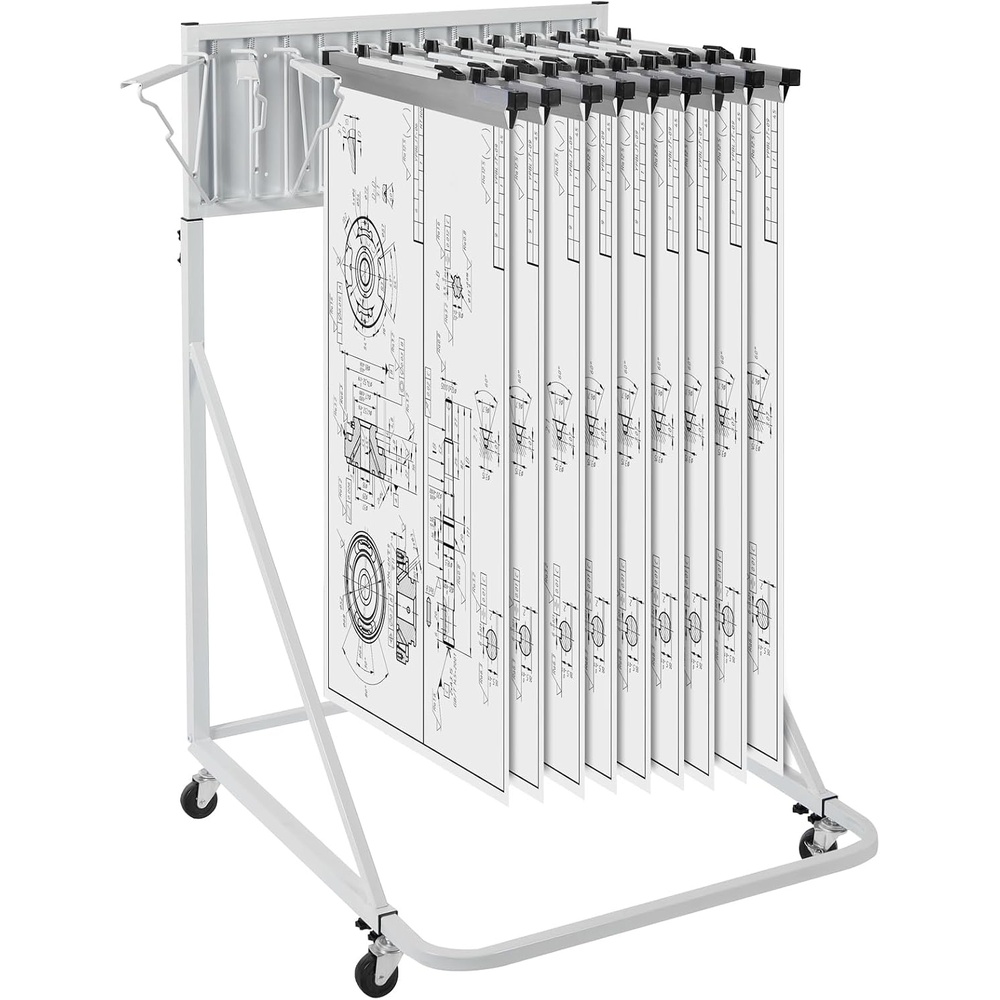 image:imageVEVOR Blueprint Storage Rack Hanging Poster Display Rack 16Tier Vertical Blueprint Roll File Holder 2 Rollstire Roll File Storage Rack for Blueprint Map PosterMobile 12 pivot
