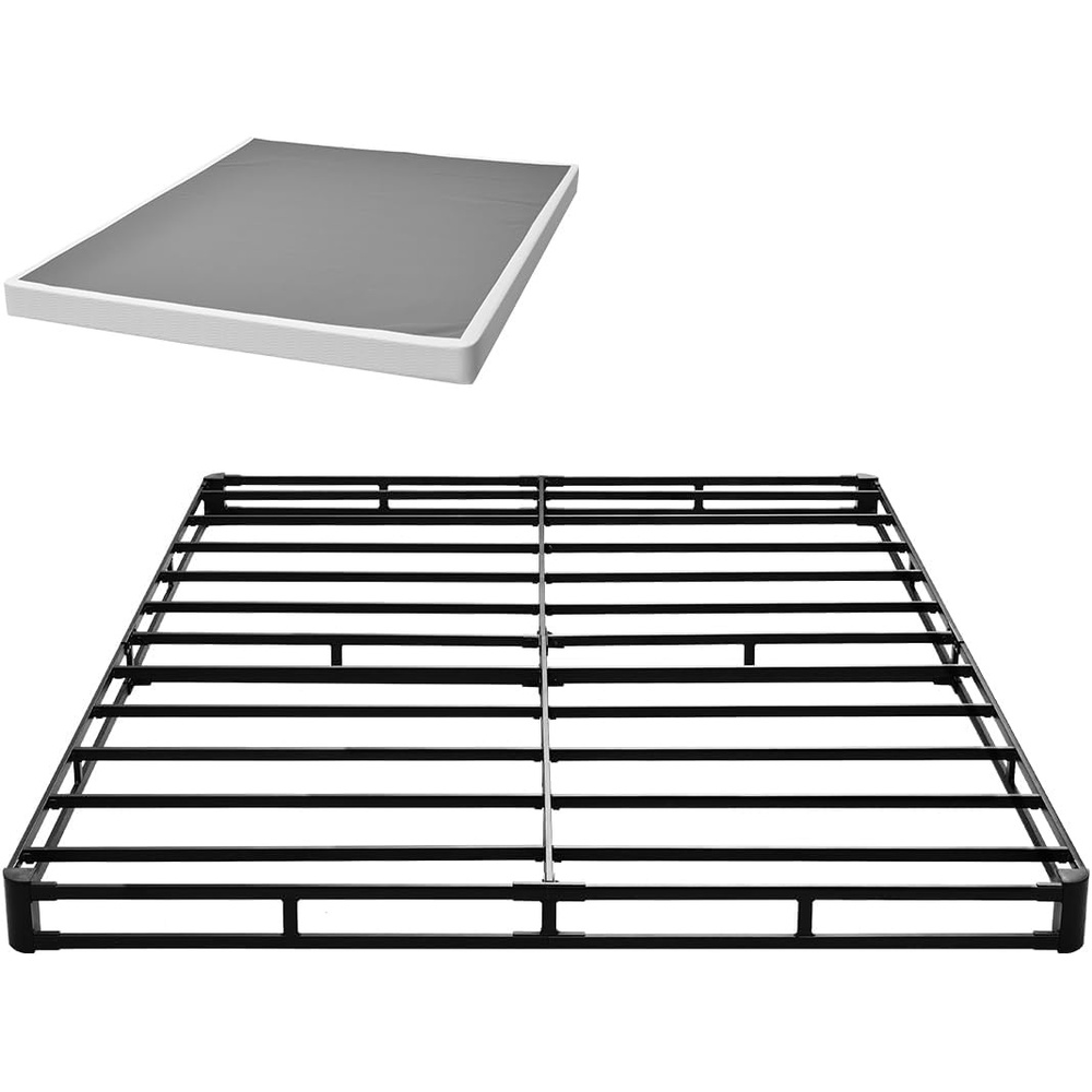 image:imageVEVOR Box Spring Queen Size Bed Frame with Washable Fabric Cloth Heavy Duty Metal Frame for Queen Bed 4 in Mattress Foundation 3500 lbs Max Weight Capacity Easy Assembly 791 L x 594 W x 4 H in