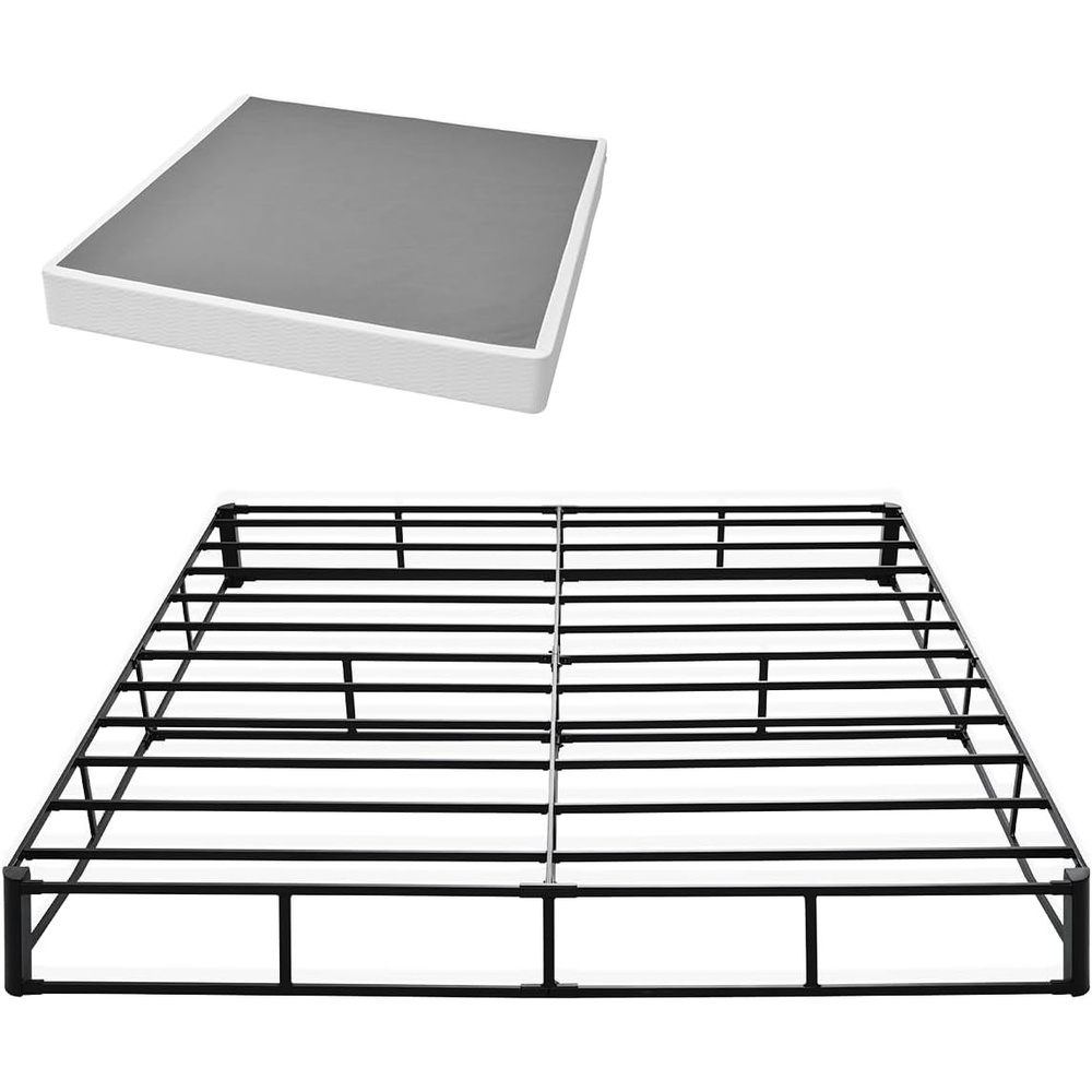 image:imageVEVOR Box Spring Queen Size Bed Frame with Washable Fabric Cloth Heavy Duty Metal Frame for Queen Bed 9 in Mattress Foundation 3500 lbs Max Weight Capacity Easy Assembly 791L x 596W x 91H inKing