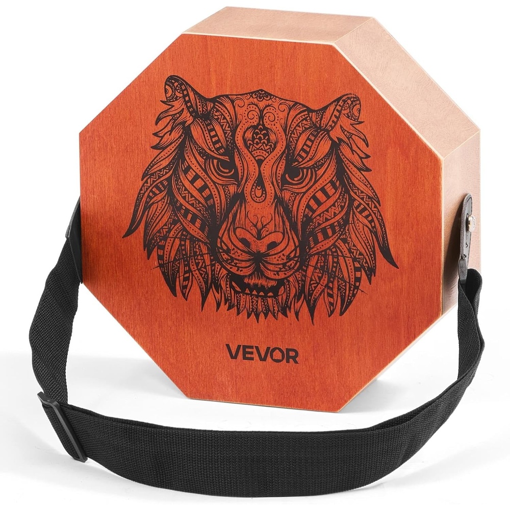 image:imageVEVOR Cajon Box Drum with Internal Snare Wires Compact and Lightweight Wooden Percussion Box Birch Wood Drum Musical Instrument with Silicone Feet for Beginners and Professionals 10 x 10 x 15 inPortable Octagon  Strings  116 x 116 x 4 in