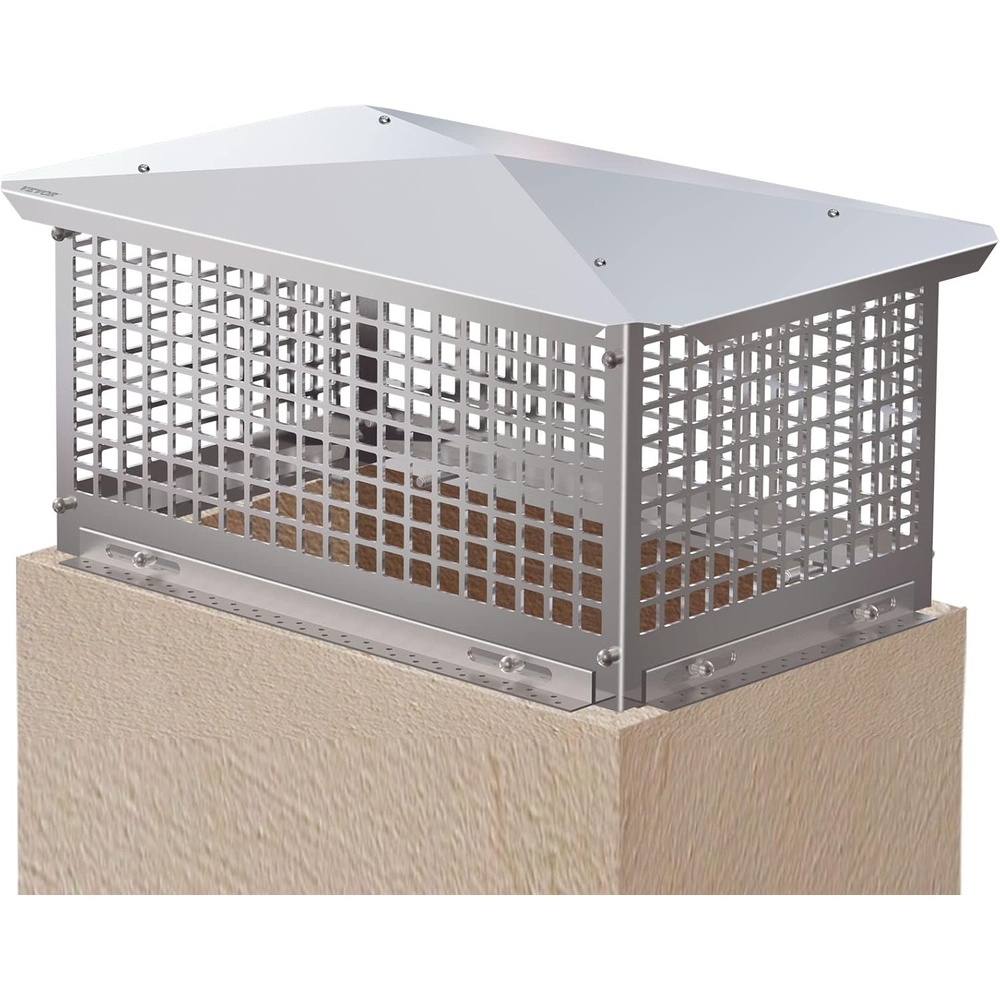 image:imageVEVOR Chimney Cap 8 x 13 Flue Caps 304 Stainless Steel Fireplace Chimney Cover Adjustable Metal Spark Arrestor with Bolts Screws Mesh Chimney Flue Cover for Outside Existing Clay Flue Tile13 x 21